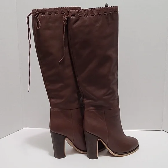 See by Chloe Genuine Brown Leather Heeled Boots Size 7/38 - Picture 8 of 16
